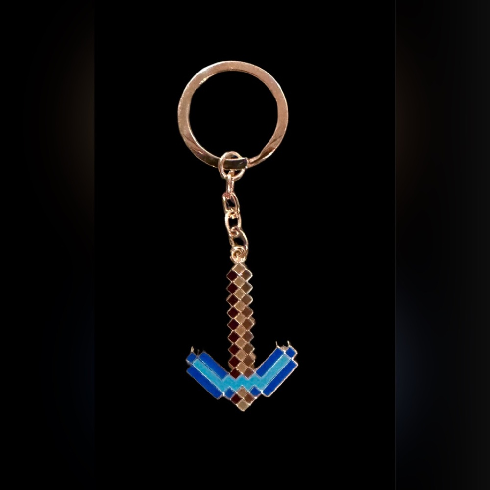 Minecraft Metal Anchor Design Keychain with Blue and Silver Accents